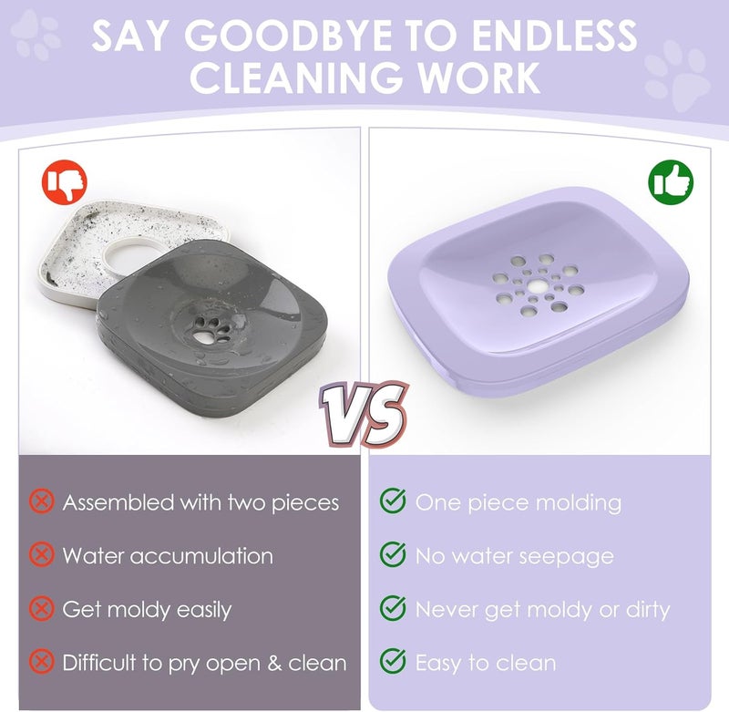 AONKEY 3L Dog Water Bowl No Spill, 101oz Large Spill Proof Dog Bowl Reduce Refill, Anti Splash No Mess Dispenser Dripless Slow Drinking Water Bowl for Sloppy Messy Drinkers (Violet) - Image 2